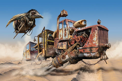 Desert Convoy Black Ornate Wood Framed Art Print with Double Matting by Penchev, Radoslav
