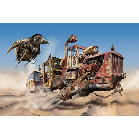 Desert Convoy Black Modern Wood Framed Art Print by Penchev, Radoslav