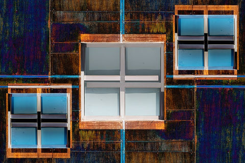 Windows Composition 6 White Modern Wood Framed Art Print with Double Matting by Domont, Jois