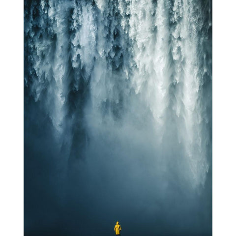 Skogafoss Black Modern Wood Framed Art Print with Double Matting by Ziomek, Witold