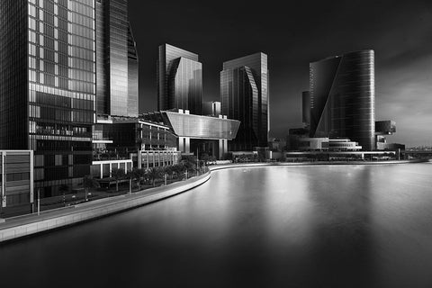 Al Mariyah Island Black Ornate Wood Framed Art Print with Double Matting by Mathew, Jobin