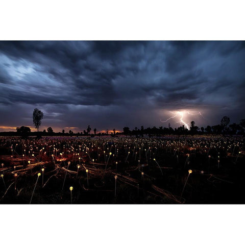 Lightning Crashes Black Modern Wood Framed Art Print by Sowter, Ashley