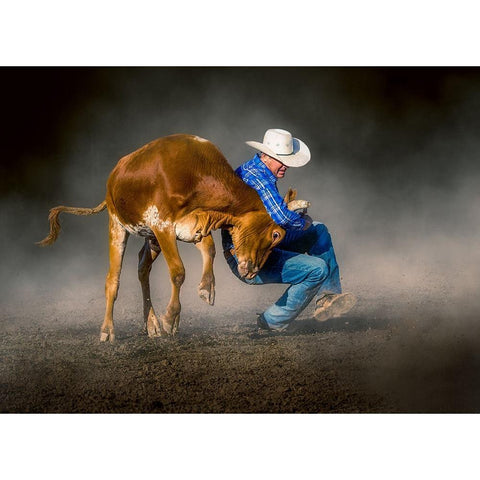 Wrestling Down White Modern Wood Framed Art Print by Ma, Frank