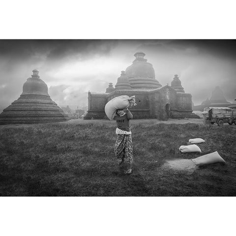 Myanmar Black Modern Wood Framed Art Print with Double Matting by Gustafson Pro, Clas