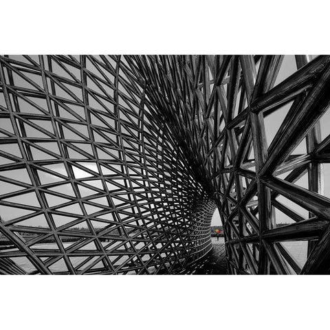 Steel structure building 6 Black Modern Wood Framed Art Print with Double Matting by Konglingming