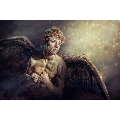 Fallenangel White Modern Wood Framed Art Print by Egger, Marcel