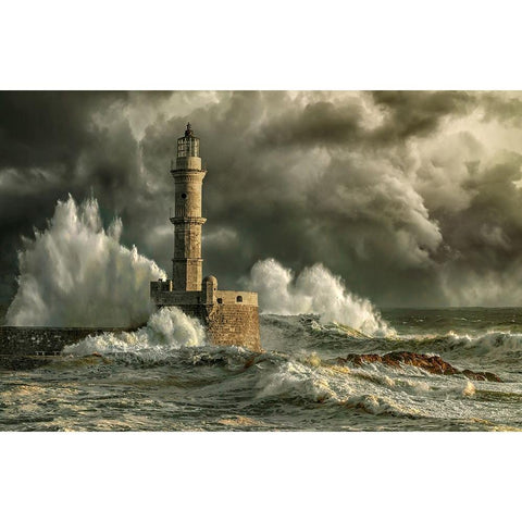 ChaniaStorm Black Modern Wood Framed Art Print by Egger, Marcel