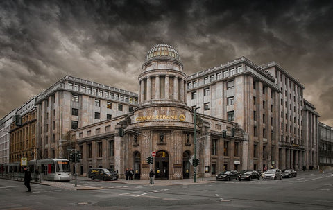 Commerzbank White Modern Wood Framed Art Print with Double Matting by Gunther, Hans