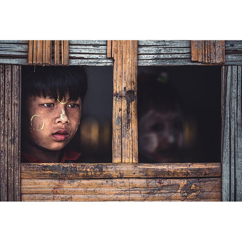 Look Through The Window White Modern Wood Framed Art Print by Tagliarino, Marco