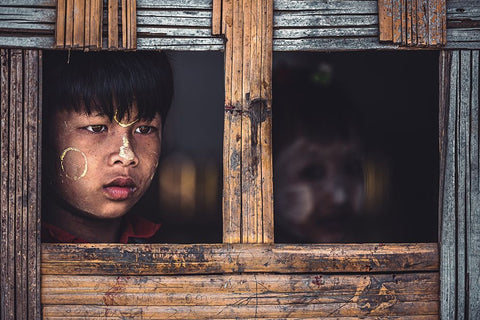 Look Through The Window Black Ornate Wood Framed Art Print with Double Matting by Tagliarino, Marco