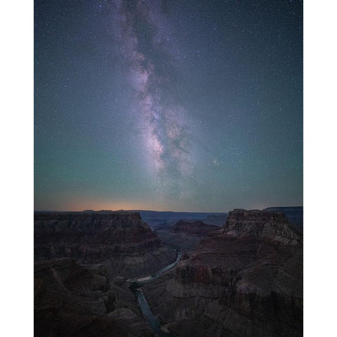 Grand Canyon and Milky Way Gold Ornate Wood Framed Art Print with Double Matting by Wei, Willa