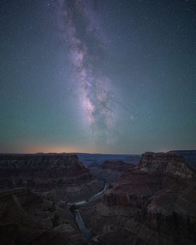 Grand Canyon and Milky Way White Modern Wood Framed Art Print with Double Matting by Wei, Willa