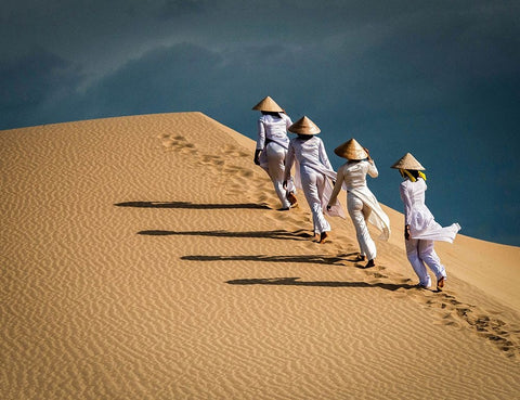 Walking Up The Sand Dune White Modern Wood Framed Art Print with Double Matting by Yuk Kong, John