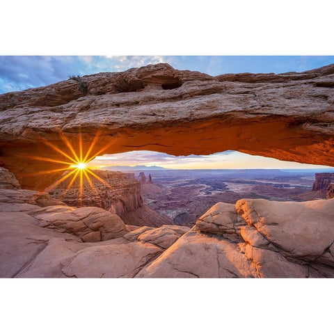 Sunrise at Mesa Arch - Canyonland National Park White Modern Wood Framed Art Print by Uthaiah, Dheeraj