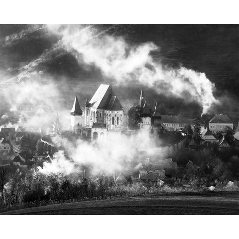 Biertan Black Modern Wood Framed Art Print with Double Matting by Prioteasa, Sebastian