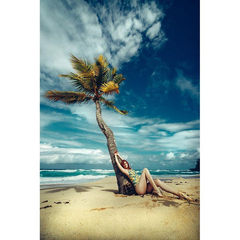 All I need is a palm tree and a cool breeze White Modern Wood Framed Art Print by Bolgov (Axe), Ruslan