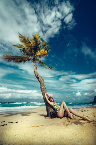 All I need is a palm tree and a cool breeze White Modern Wood Framed Art Print with Double Matting by Bolgov (Axe), Ruslan