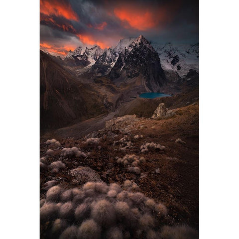 Huayhuash Evening White Modern Wood Framed Art Print by Nienartowicz, Karol