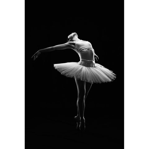 Ballet in the dark White Modern Wood Framed Art Print by Suntiniwat, Pattanawit