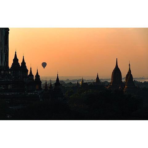 Sunrise in Bagan Gold Ornate Wood Framed Art Print with Double Matting by Tagliarino, Marco