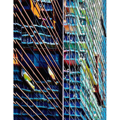 Reflections in glass - Ramat Gan Gold Ornate Wood Framed Art Print with Double Matting by Orbach, Arnon