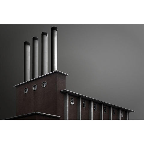 Chimneys Black Modern Wood Framed Art Print with Double Matting by Endermann, Rolf