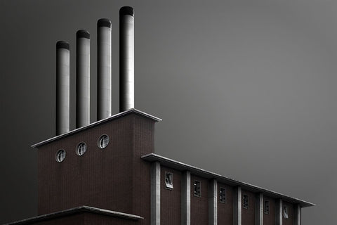 Chimneys White Modern Wood Framed Art Print with Double Matting by Endermann, Rolf