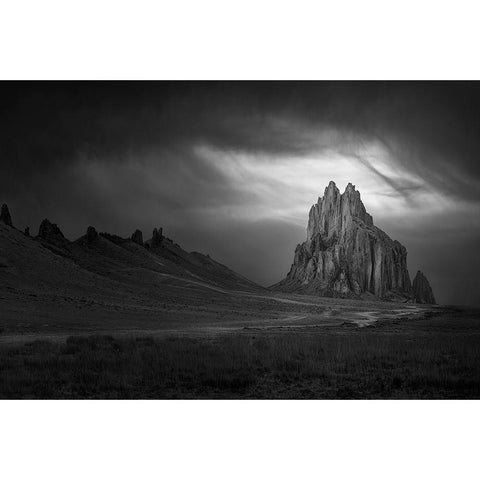 Ship Rock Black Modern Wood Framed Art Print by Ji, Shirley