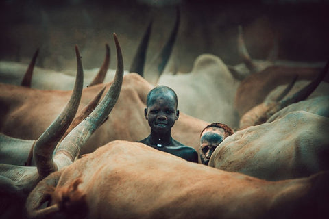 Child Mundari-South Sudan White Modern Wood Framed Art Print with Double Matting by Yosifov, Svetlin