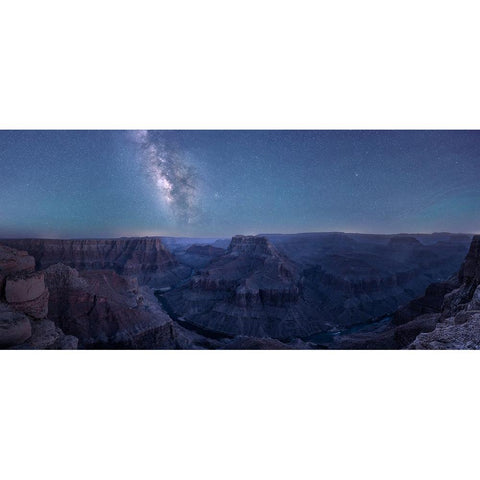 Grand Canyon And Milky Way Black Modern Wood Framed Art Print with Double Matting by Wei, Willa