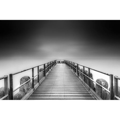 West-Kapelle Pier Gold Ornate Wood Framed Art Print with Double Matting by Patrick, Boterman