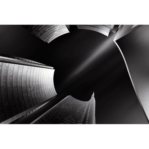 Metal Milan Downtown Black Modern Wood Framed Art Print with Double Matting by Parejo, Jose