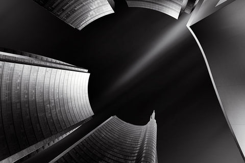 Metal Milan Downtown Black Ornate Wood Framed Art Print with Double Matting by Parejo, Jose