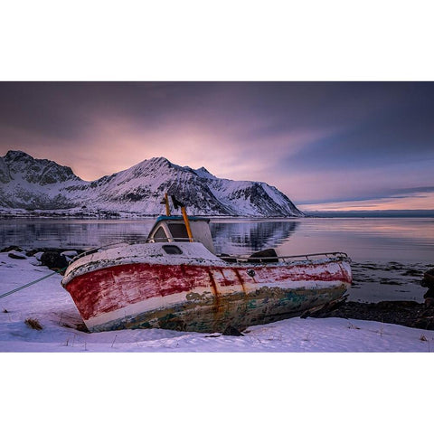 Stranded At Sundklakkstraumen Gold Ornate Wood Framed Art Print with Double Matting by Goossens, Henk