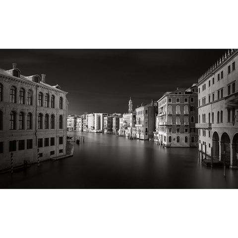 Grand Canal Black Modern Wood Framed Art Print with Double Matting by Pessotto, Tommaso