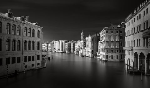 Grand Canal White Modern Wood Framed Art Print with Double Matting by Pessotto, Tommaso