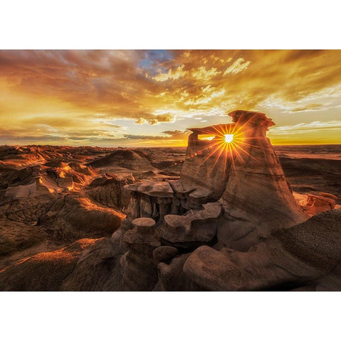 Bisti Badlands at Sunset Black Modern Wood Framed Art Print by Z, Leechee