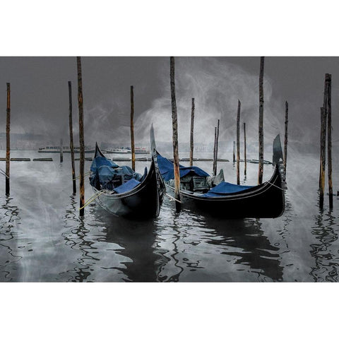 Gondolas Gold Ornate Wood Framed Art Print with Double Matting by Dupont, Isabelle