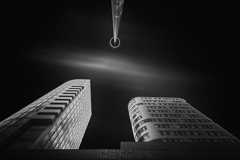 Central White Modern Wood Framed Art Print with Double Matting by Vazan, Karol