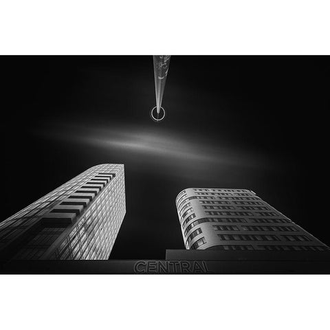 Central Black Modern Wood Framed Art Print by Vazan, Karol