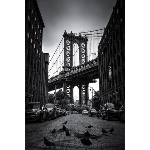 Dumbo - NYC Black Modern Wood Framed Art Print with Double Matting by W., Catherine