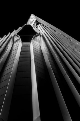 Keyhole Building White Modern Wood Framed Art Print with Double Matting by Wong, Jeffrey