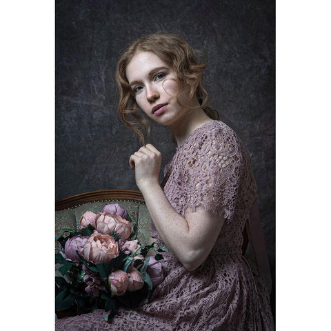 With Flowers Black Modern Wood Framed Art Print by Franke, Ruth