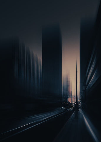 Death Tunnel White Modern Wood Framed Art Print with Double Matting by Baidongyun