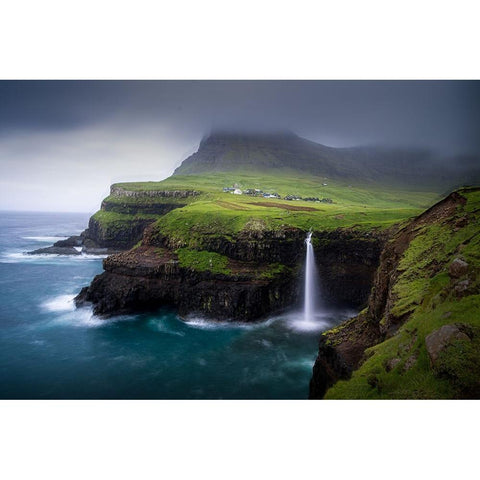 Waterfall Black Modern Wood Framed Art Print by Zhang, Dennis