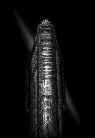 Flatiron Building - Nyc White Modern Wood Framed Art Print with Double Matting by W., Catherine