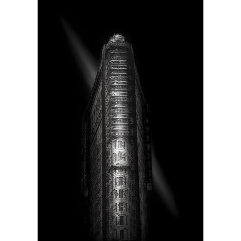 Flatiron Building - Nyc Black Modern Wood Framed Art Print with Double Matting by W., Catherine