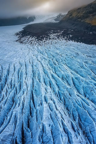 Svasnafellsjapkull Glacier In Iceland II White Modern Wood Framed Art Print with Double Matting by Lopez, Bartolome