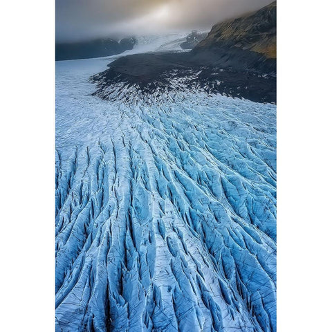 Svasnafellsjapkull Glacier In Iceland II White Modern Wood Framed Art Print by Lopez, Bartolome