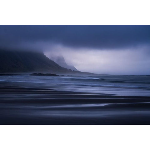 Beach Black Modern Wood Framed Art Print by Li, Yongnan
